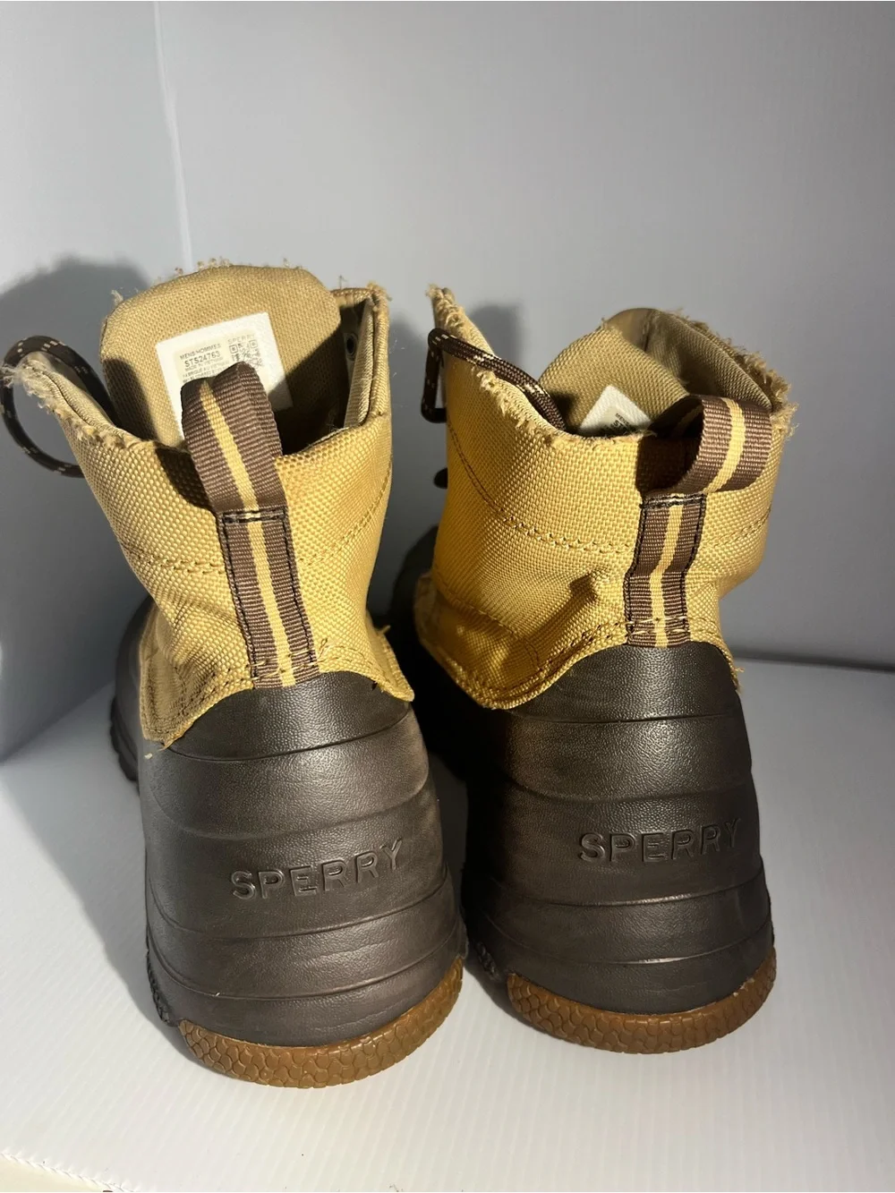 Sperry Two-Tone Tan and Brown Waterproof Duck Boots